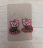 Red Panda earrings, machine embroidered gift for women girls, present jewellery  - Image 4