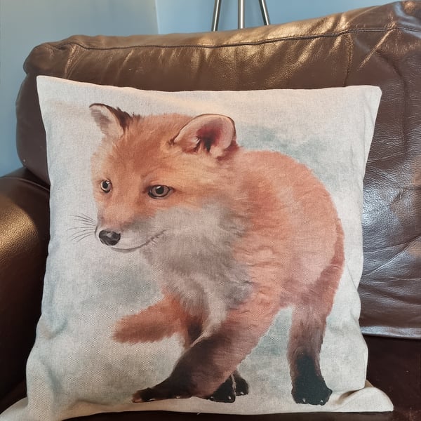 Fox Cub Cushion Cover