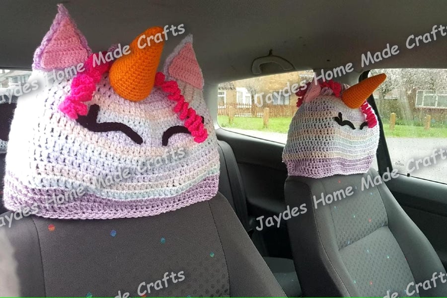 Crochet Unicorn Headrest Covers
