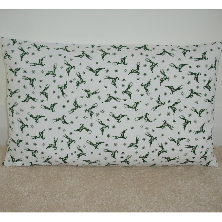 Christmas Cushion Cover Reindeer Covers Green Oblong 12x20
