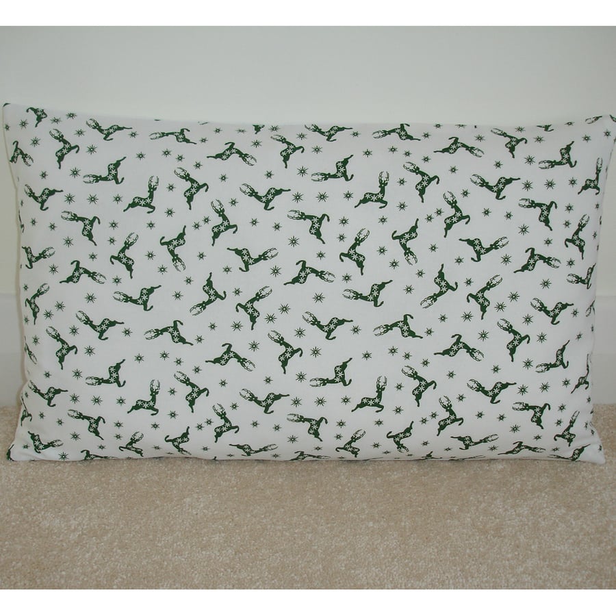 Christmas Cushion Cover Reindeer Covers Green Oblong 12x20