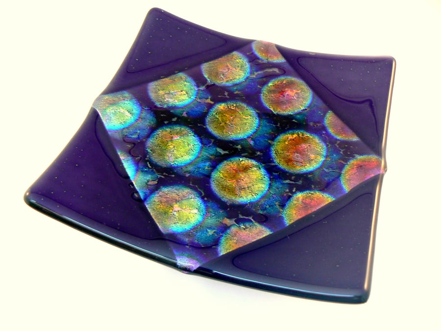 Purple and Dichroic Bubble Glass Plate