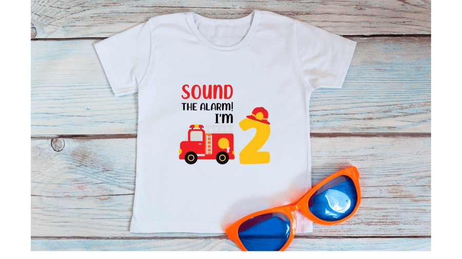 Fire Engine 2nd birthday T Shirt