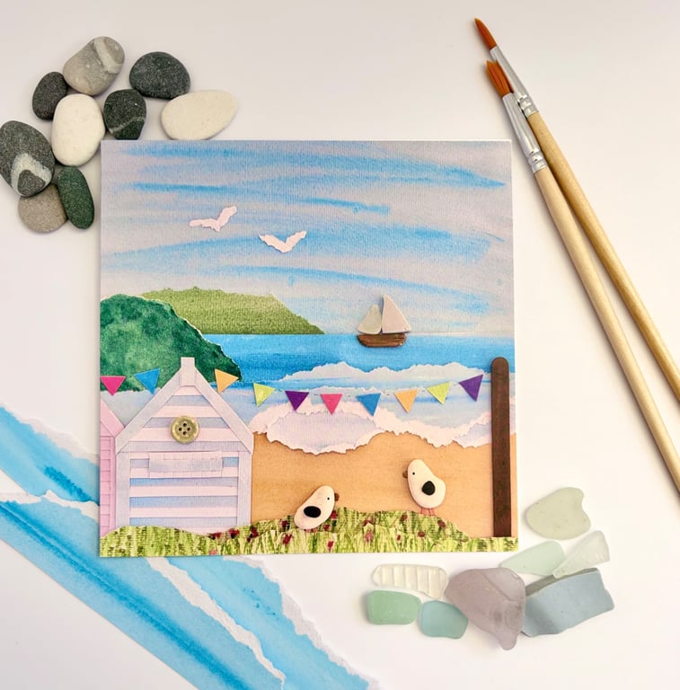 Boat & Bunting - printed greetings card