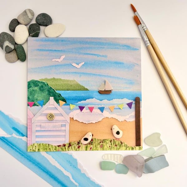 Boat & Bunting - printed greetings card