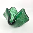 Green Fused GlassTea Light Holder 