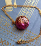 Purple and Gold Crinkle Circle Necklace
