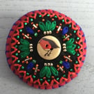Hand Embroidered Festive Robin Brooch