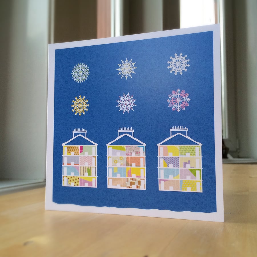 Snowflakes and Tenements - set of 12 cards