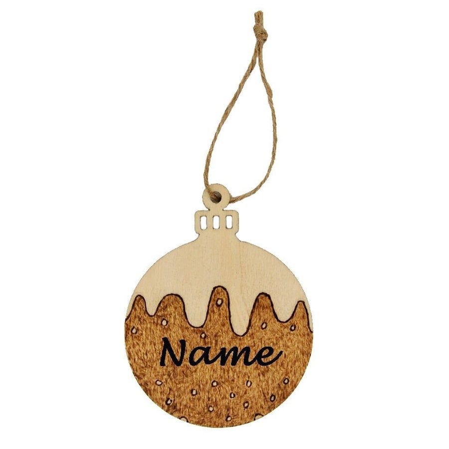Personalised Christmas Pudding Tree Decoration -  Xmas Pud Bauble - Free P&P