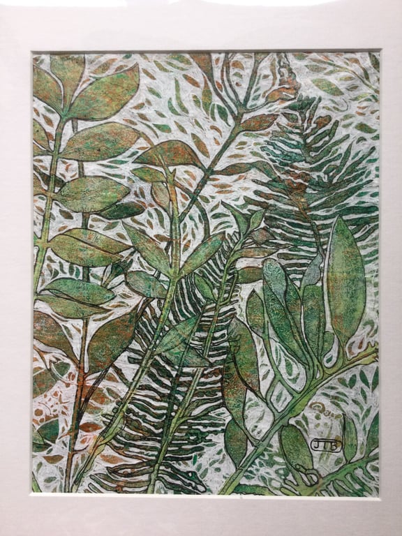 Original Painting of Plants in Mixed Materials