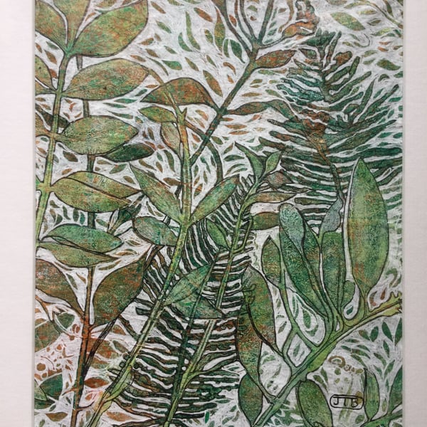 Original Painting of Plants in Mixed Materials