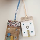 Set of 2 Wooden Floral House Hanging Decorations