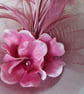 Rose Pink and Pale Plum Vintage Style Feather Orchid Flower Fascinator Hat  - Image 4
