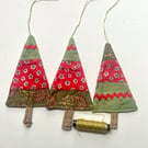 Trio of hanging Christmas tree decorations 