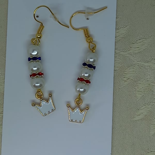 Pearl and Crown Earrings