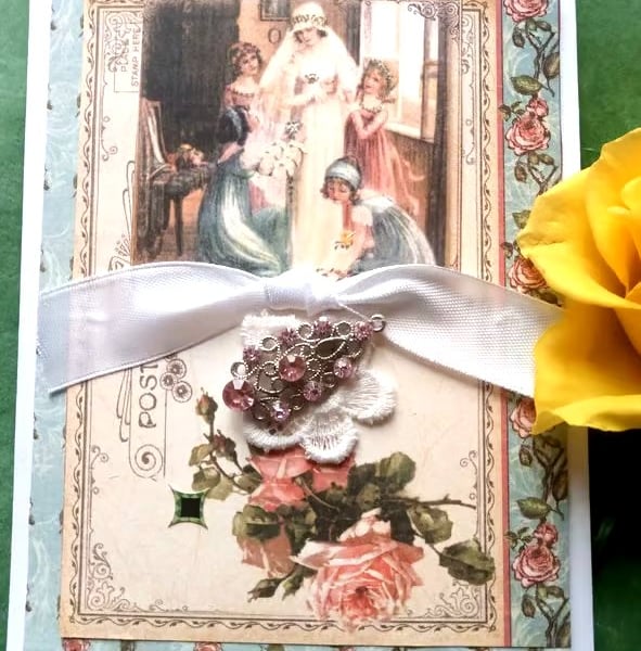 Pretty Wedding Card - Vintage-style wedding card - Special card
