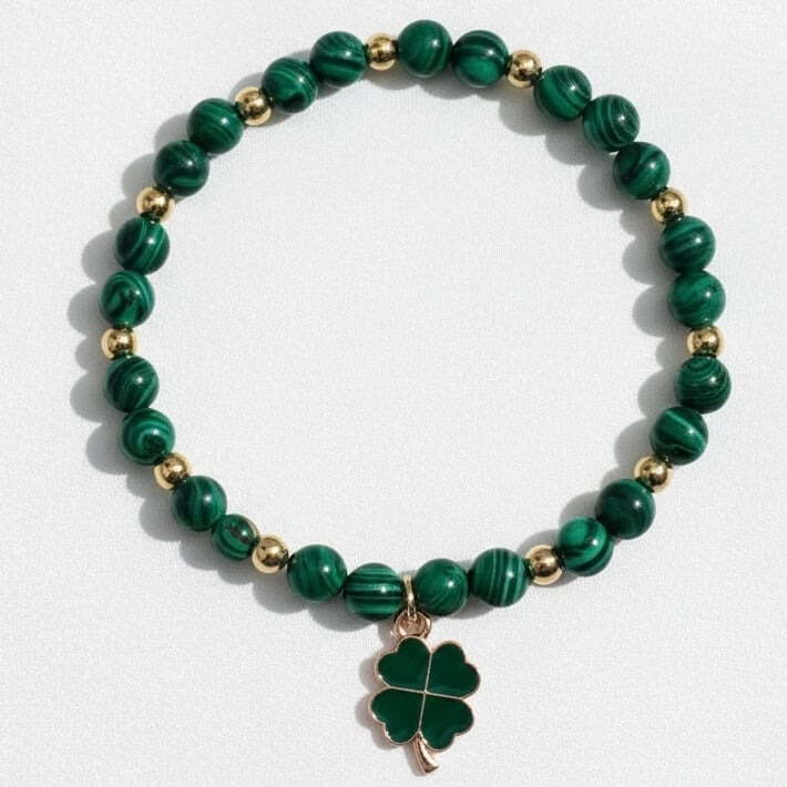 Green Lucky Clover Charm Stretch Bracelet
