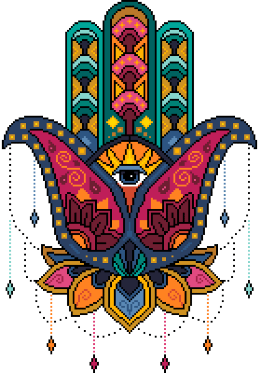 019 Cross stitch pattern Hamsa hand - Mehindi - Hand of Fatima - Good Luck charm