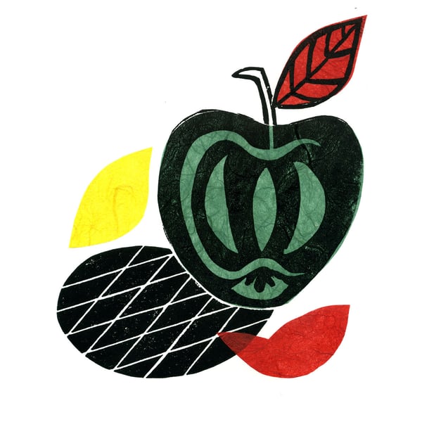 Green Apple Pop Linocut 5 of 10