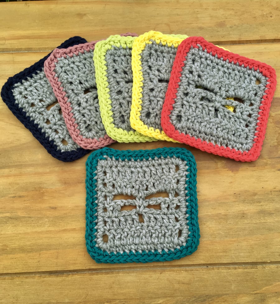 Crochet Dragonfly Coasters, Set of Six