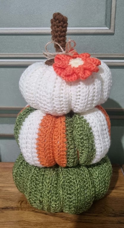 Large Crochet Pumpkin Stack 