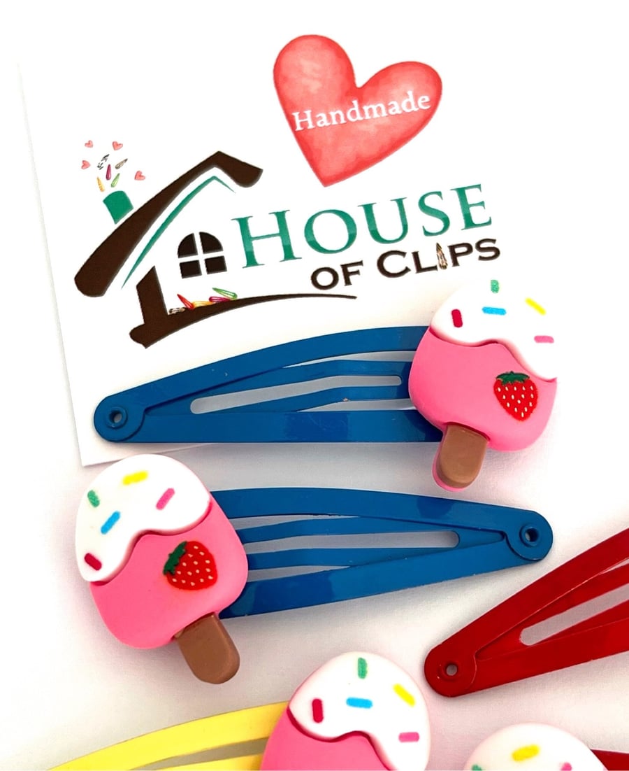 Ice-Lolly Hair Clips - Ice Lolly Barrettes - Ice Cream Hair Clips - Fun Hair Cli