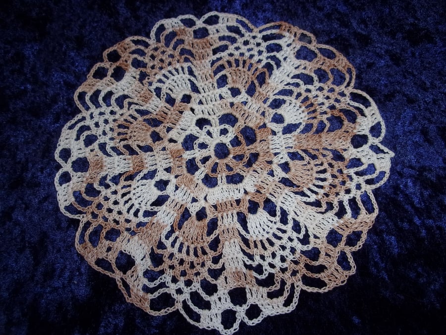 Brown & White Random Crochet Doily