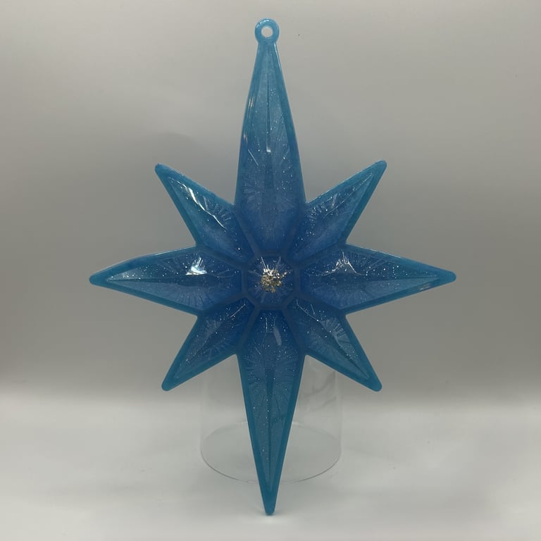 Spiritual Resin 8 Pointed Star Chakra Wall Art - Blue & Silver - Stellar Chakras
