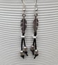 Leather Earrings, Silver Feather Boho Earrings Dainty Gift For Women - Image 3
