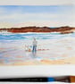 Building Sandcastles at Bude Cornwall small watercolour painting - Image 2