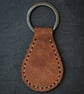Tan Full Grain Leather Teardrop Key Fob Saddle Stitched UK