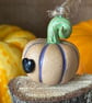 Tiny hanging ceramic pumpkin decoration black heart - Image 3