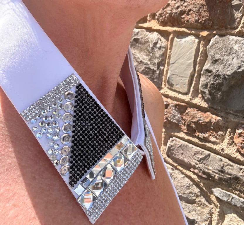 Luxe White & Black Detachable Statement Collar - Upcycled Crystal Neckcessory