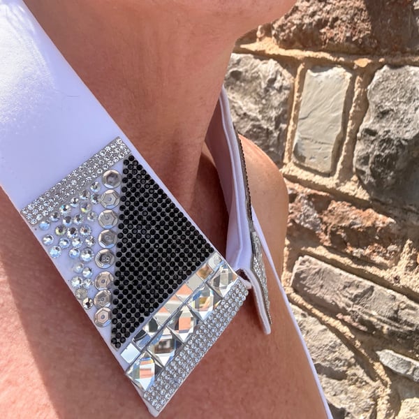 Luxe White & Black Detachable Statement Collar - Upcycled Crystal Neckcessory