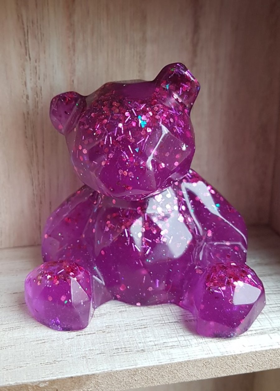 Gorgeous Purple Surprise Resin Bear - Ornament - Figurine - Home Decor.