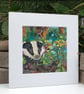 A mounted original painting - badger - wildlife painting - woodland - wildflower - Image 6