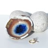  9cm INK BLUE GLASS POOL - Ceramic pottery Ring dish. UK Wedding Jewellery