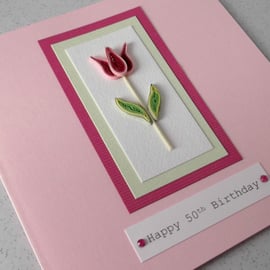 Quilled 50th birthday card, handmade, quilling, can be made for any age