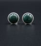 Moss agate and sterling silver gemstone stud earrings, Taurus, Gemini jewelry