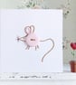 Hand Sewn Card. Mouse Card. Embroidered Card. Button Card. Mice. - Image 1