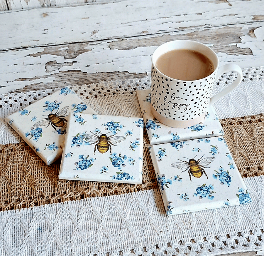 Forget me Not Bee Coasters 