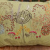 Autumnal cow parsley, hedgerow cushion - Screen printed with hand embroidery