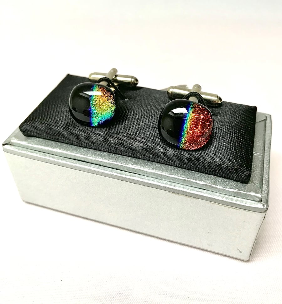 Rainbow Glass Cuff Links
