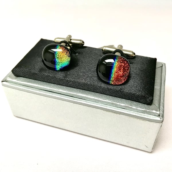 Rainbow Glass Cuff Links