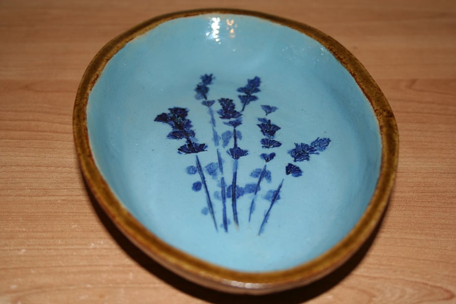 SALE Handmade Lavender oval shaped ceramic decorative dish