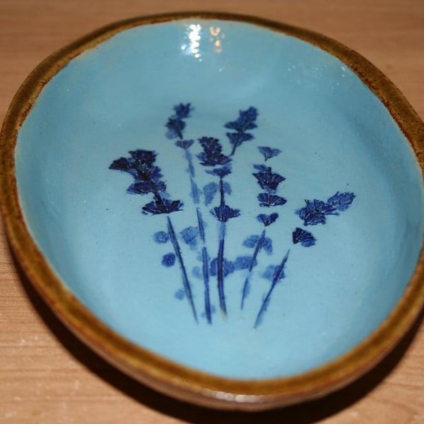 SALE Handmade Lavender oval shaped ceramic decorative dish