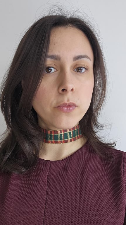 Women's Christmas Tartan Wide Ribbon Choker Necklace