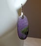 Pair of Sterling Silver & Stichtite Large Oval Gemstone Earrings