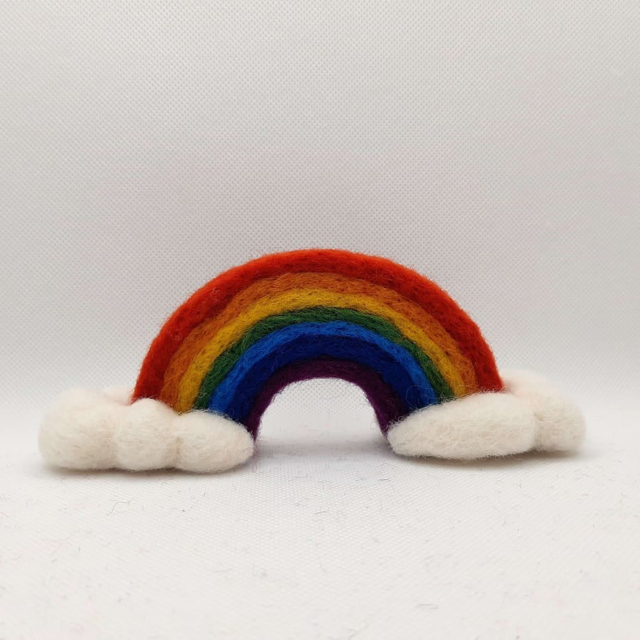 Flatpack Rainbow - felted rainbow with cloud stand - postable gift